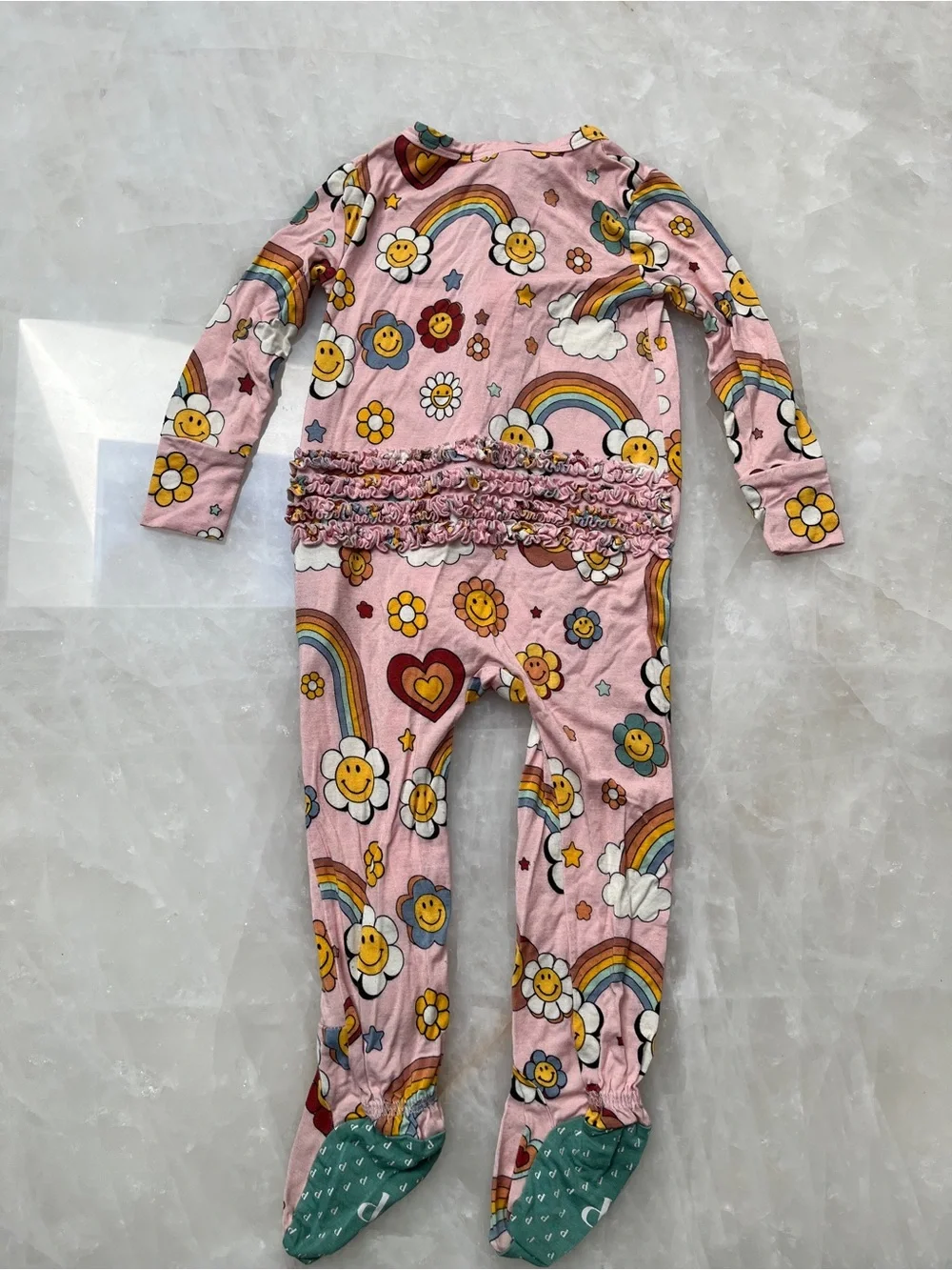 Posh Peanut Pink Rainbow & Smiley Flower Footie